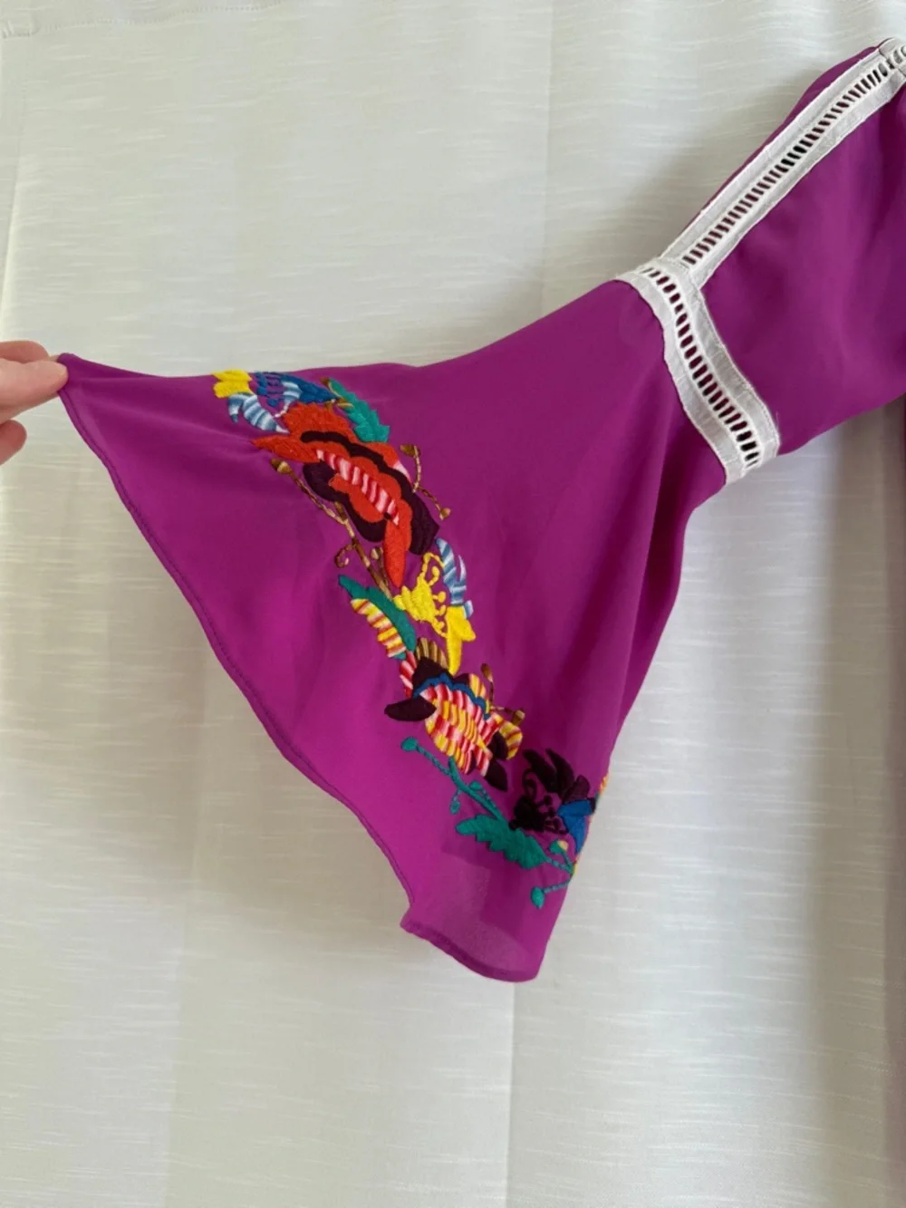 Vava by Joy Han Embroidered Off Shoulder Blouse Pink Boho Peasant Top | Size XS - Picture 7 of 10